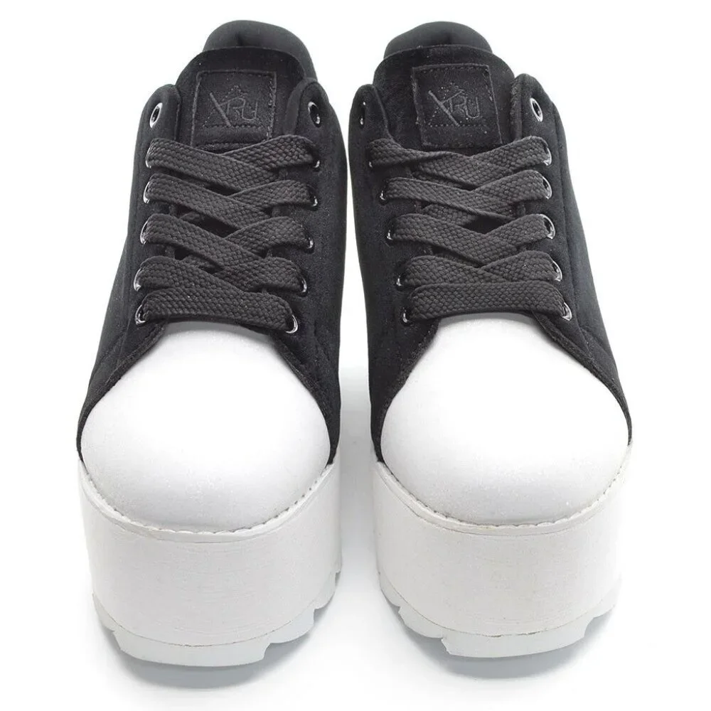 YRU Lala Black Velvet Platform Sneakers 10 / 41 New